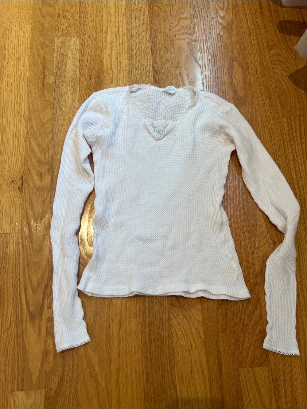 Vintage Carters White Lightweight Waffle Knit Long-Sleeve Top girls large